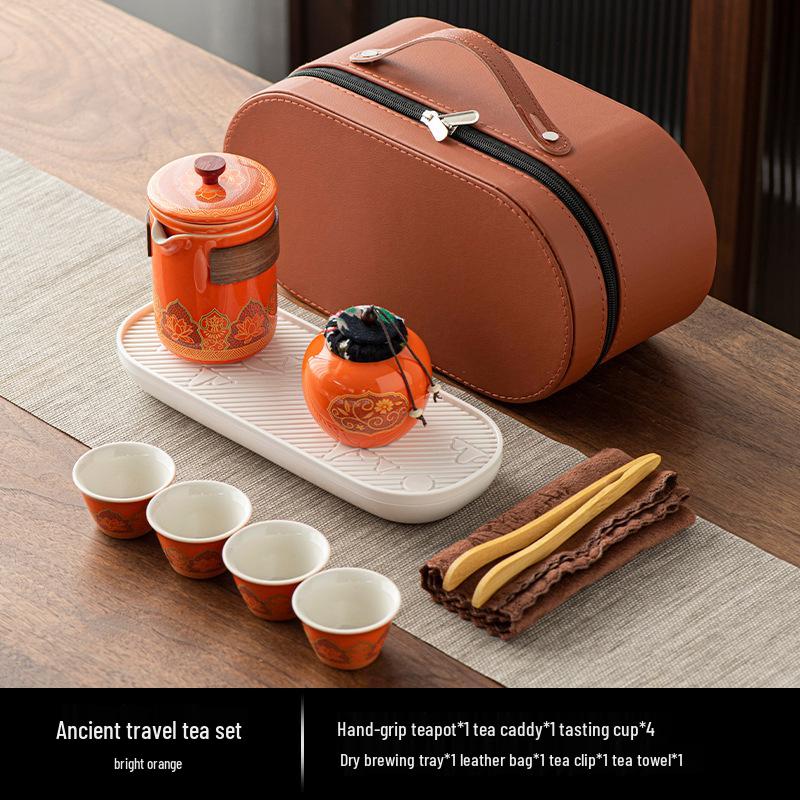 Portable Travel Kung Fu Tea Set: Outdoor Camping Quick Cup & Teapot for Business Gift