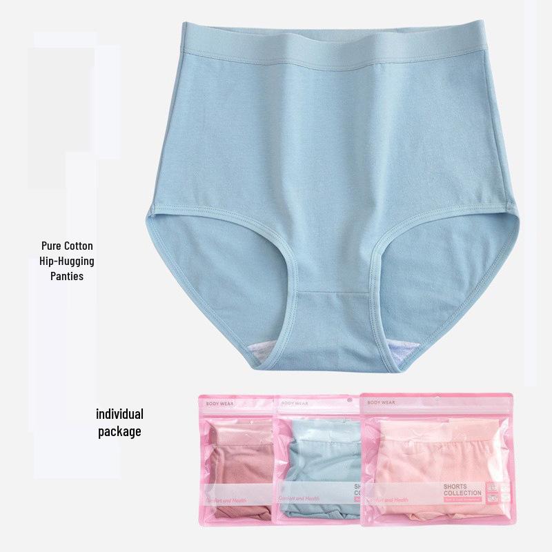Plus Size Women's 200 Jin High Waist Breathable Cotton Panties - Abdomen Control & Hip Lift for Middle-Aged and Elderly