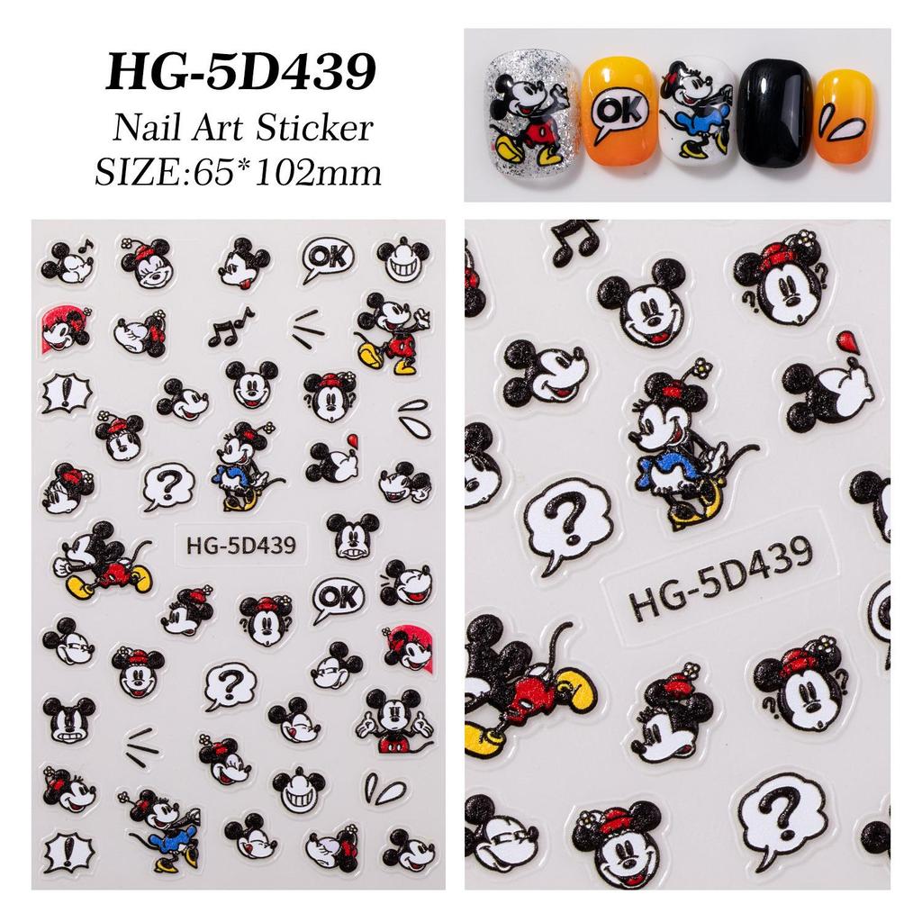 5D geprägte Mickey & Minnie Nagelsticker