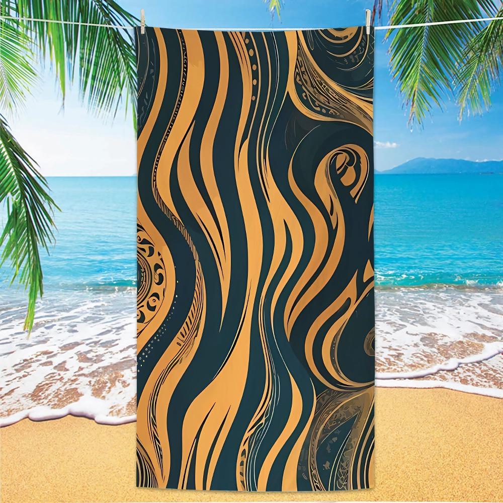 Abstract Geometric Pattern Polyester Beach Towel Bauhaus Style Quick Dry Sand Free Bath Towel for Summer Pool Travel Vacation