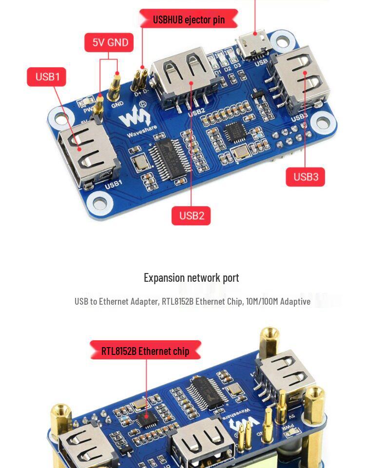 Raspberry Pi Zero Multi-functional Expansion Board with POE Ethernet and 3-Port USB 2.0 Hub