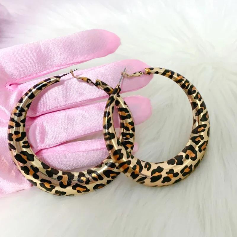 Y2K Jewelry Leopard Print Hoop Earrings Sexy Charms Earrings Accessories Vintage Bohemian Earrings Korean Fashion Aesthetic