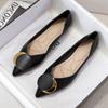Flats Shoes Women Pointed Toe Soft Leather Black Beige Lady Fashion Flats Round Buckle Flat Sole Large Size 42 43