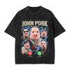 Vintage Washed Tshirt John Pork Holding Niche Ai Baby Funny Halloween Motion Meme Cotton Tshirts Trending Tshirt For Man