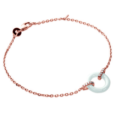 [L5670] - Gold Plated Bracelet 'Sissi' White Gold Pink (rose Gold) - 15 Mm