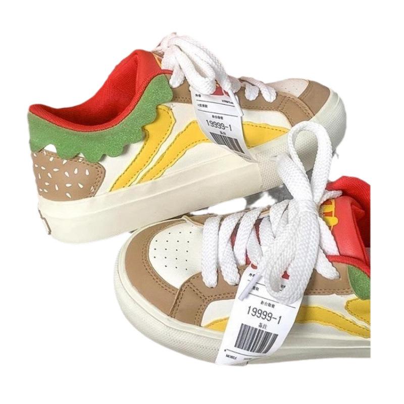 Autumn Burger Shoes Versatile Chic Niche Shoes 2025 New Little White Shoes Big Head Bread Shoes Sports Shoes Women's Shoes