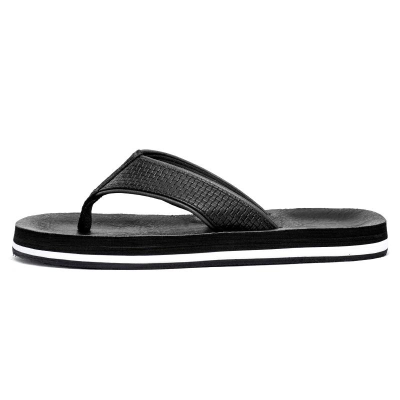 Spring new breathable flip-flops fashion casual leather pinch feet men's drag seaside travel large size beach wading shoes