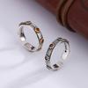 Vintage Textured Zircon Flower Ring Adjustable Sterling Boho Chic Statement Jewelry Women