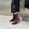 2025 Winter New Pointed Suede Stiletto Sexy Elastic Thin Boots Versatile Knight Martin Short Boots Women