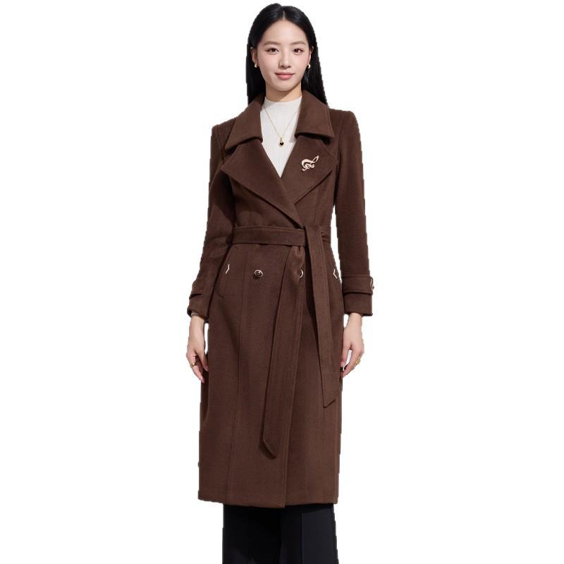 Hepburn Style Double-Breasted Wool Coat for Women - Autumn/Winter French Mid-Length Design