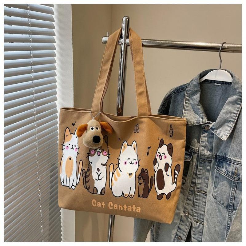 Koreanischer Stil Mode Einfach Neuer Stil Lässiger Stil Große Kapazität Leinwandtasche Damen Einzelschulter Student Künstlerisch Einfache Tragetasche Trendig