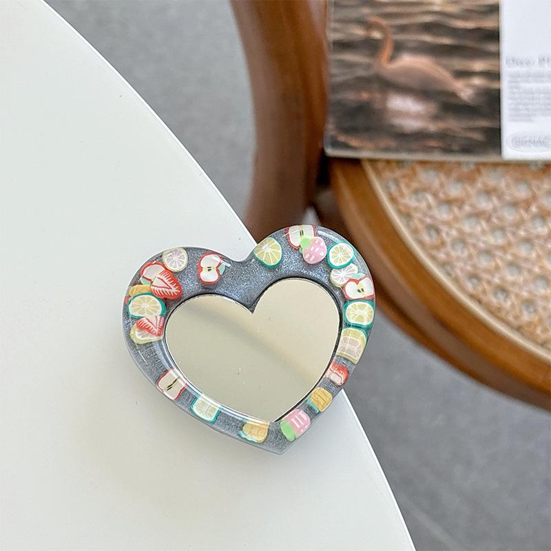 Heart Glitter Mirror Mobile Phone Airbag Bracket Wind Telescopic Paste Creative Ring Desktop Support Frame