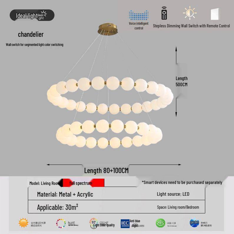 Italian Cream Minimalist LED Pendant Lamp for Living Room and Stairwell