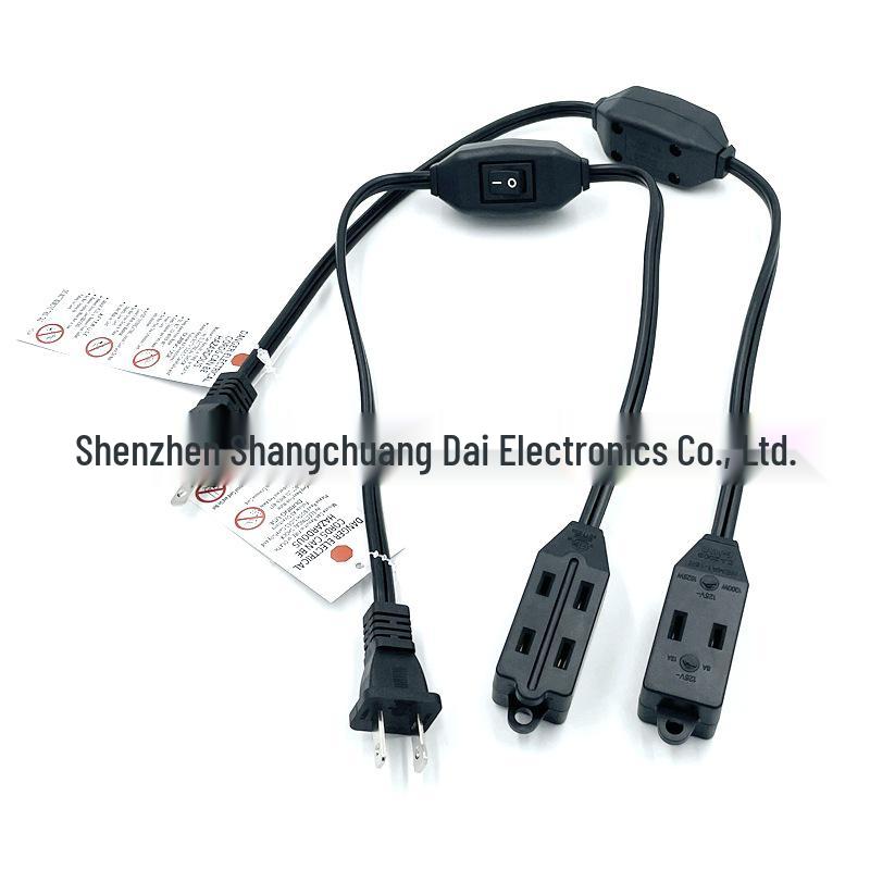 US Standard 1-15P15R 2-Pin Male/Female Right Angle Extension Cord for Christmas Lights