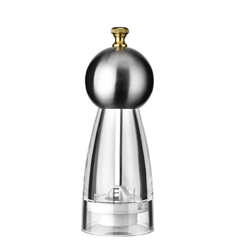 1pcs Manual Round Head Pepper Sea Salt Grinder Acrylic Acacia Wood Grinder Ceramic Core Kitchen Tools