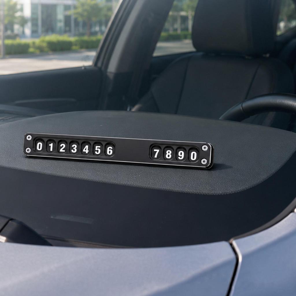 Car Temporary Parking Number Plate Alloy Dashboard Display Interior Decoration Auto Temporary License Plate Car Accessory