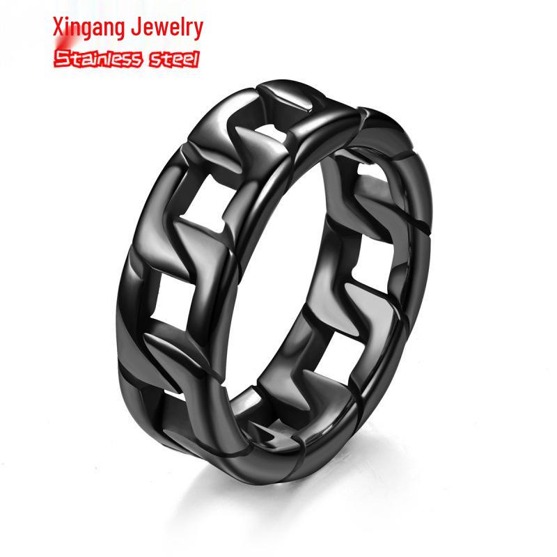 Men's Rotating Cross Titanium Steel Ring - European & American Style Stainless Steel Jewelry