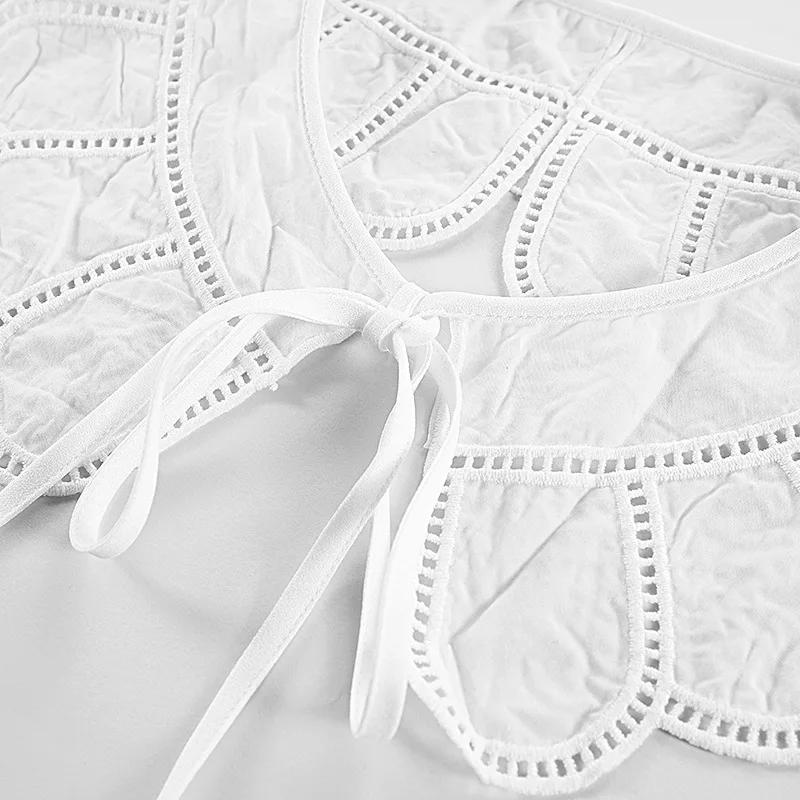 Perfect Match Cotton Fake Collar For Women Flower Embroidery Hollow Lace Detachable Collars Lapel Half Shirt False Collar Female Clothes Decor