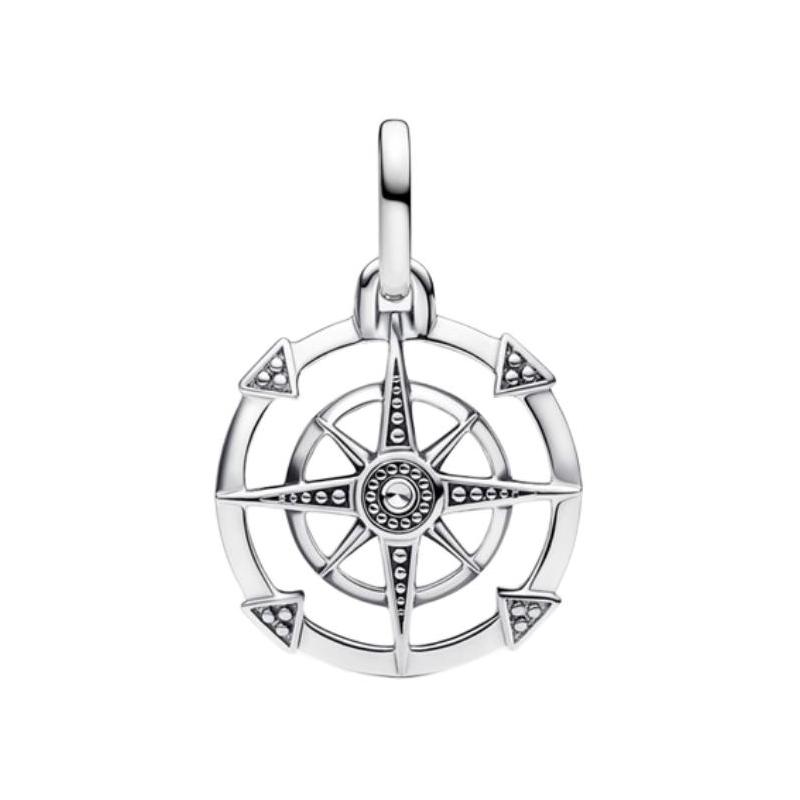Pandora Compass design 925 silver pendant for men and women, couple model, silver 793456C01 серебряный