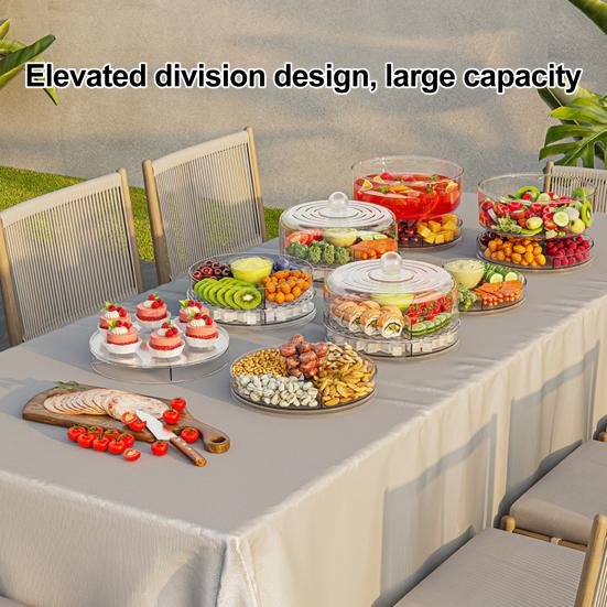 Drehbarer Lebensmittelaufbewahrungsbehälter Große Kapazität 4 Fächer BPA-frei Staubdicht Früchte Gemüse Salat Organizer Tablett