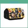 Capa Flip de Camada Dupla com Padrão de Desenho Naruto Bolsa de Armazenamento de Material Escolar Para Escola e Presente