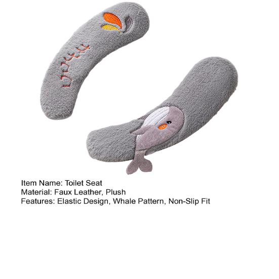 Capac Capac WC Moale Flanelă Anti-Alunecare Lavabil Pernă Pad Model Balenă Desene Animate Elastic Potrivit Rotund Alungit Pătrat Covoraș Capac WC
