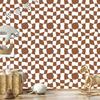 Wallpaper Casual Checkerboard Orange, White and Beige 50x1000