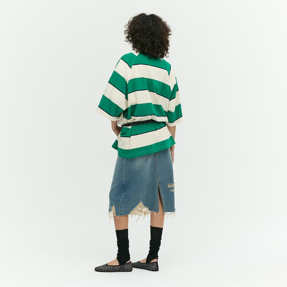 Ibiem Diagonal Cut Denim Skirt Emp7Dsk020