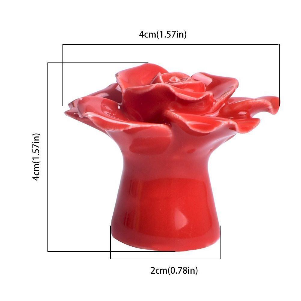 

2Pcs Sweet Fashion Rose Shape Ceramic Door Pull Handles Suitable for Cabinet Drawer Bin Wardrobe Chest Kitchen Cupboard Renewal красный