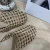 Sheepskin version~ hand-woven mesh breathable hollow fishing net flat bottom bag head half slippers women's summer wear Muller shoes