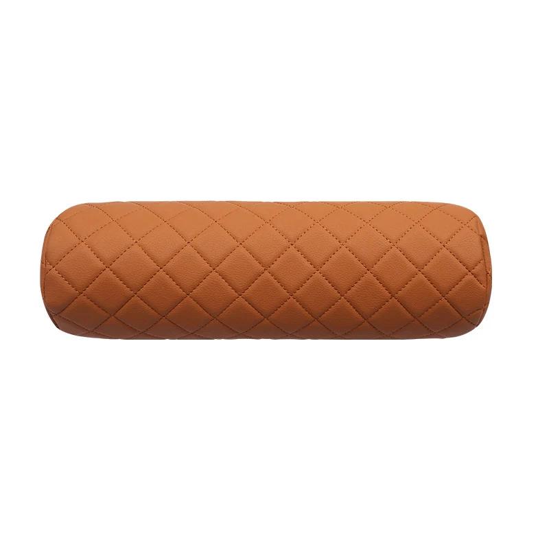 Luxury Car Seat Neck Pillow Headrest Leather Memory Foam Breathable Cervical Cylindrical Pillow Office Chair Headrest Protector