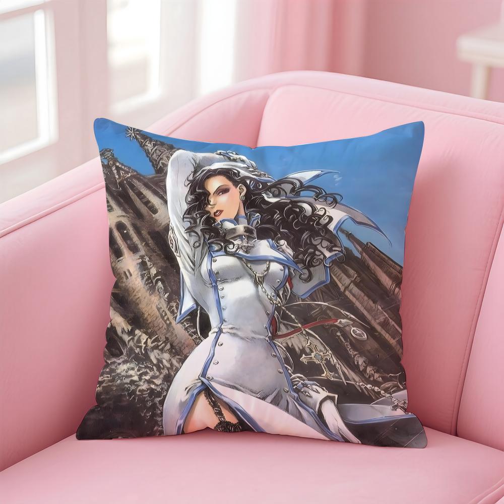 Hot Anime TTrinity BloodS Cushion Cover Pillowcase Short Plush Invisible zipper Room Sofa Cushion Cover