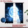 2D flat printing 2pcs Window Drapes Blue Butterflies Moonlit Meadow Digital Printed Polyester Drapes Family Party for Holiday