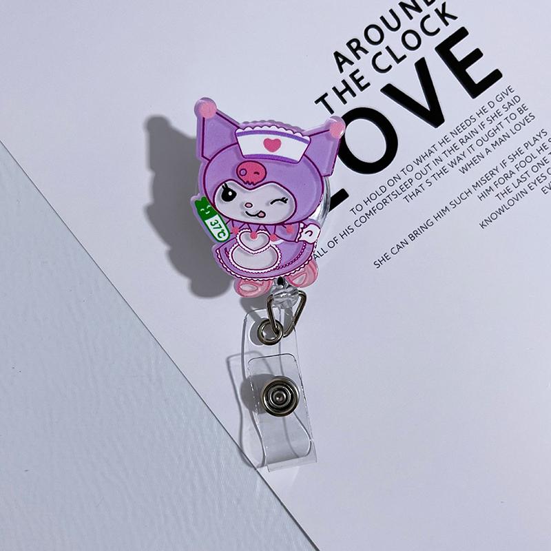 1 Piece Working Permit Pass Card Clip Cartoon Sanrio Badge Cute Melody Reel Retractable Id Name Card Clips For Nurse Badge