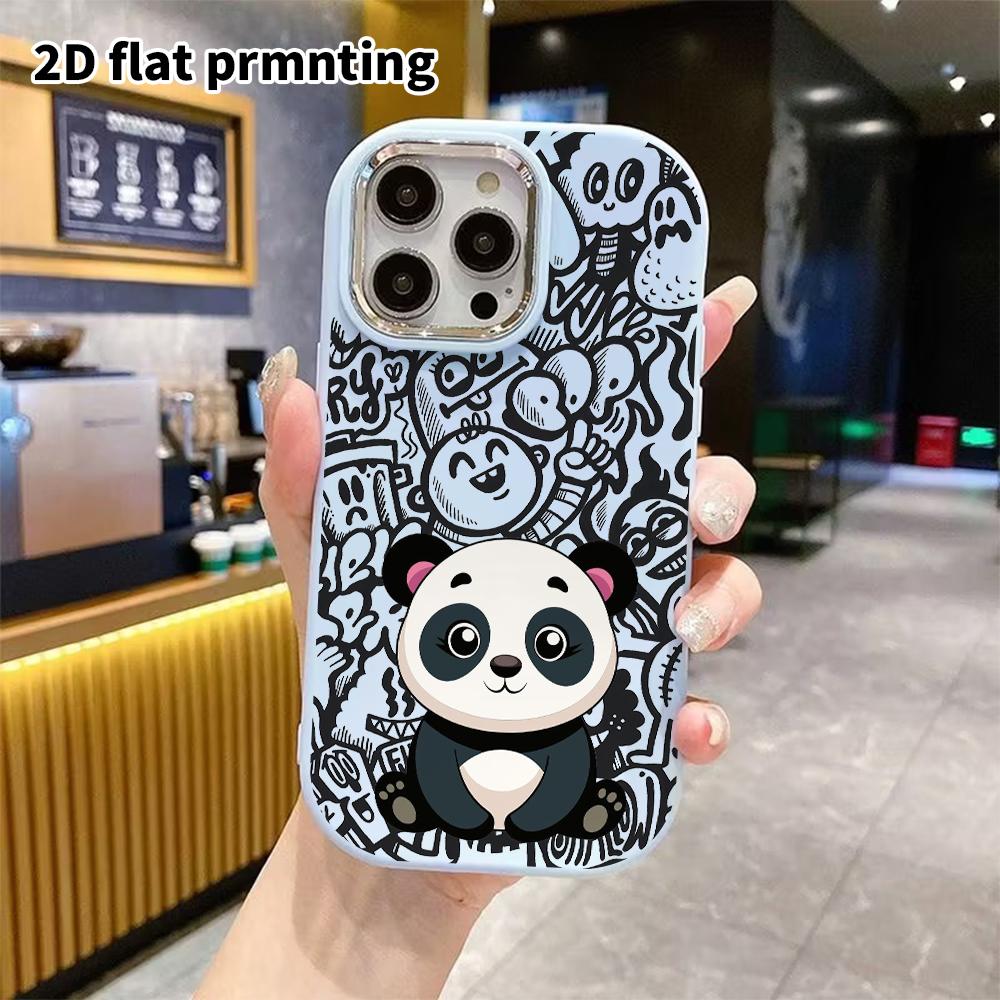Phone Case: 2D Flat Design Suitable for iPhone 18 17 16 15 14 13 Pro Protective Case, Couple Style, Sitting Panda, Christmas and Halloween Gift