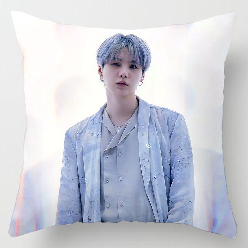 Kpop 18in Bts Bangtan Boys Cushion Cover Decorative Soft Pillow Case Peach Skin