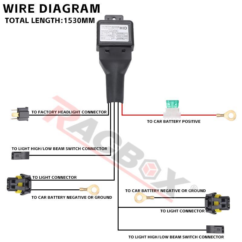 H4 Relay Wiring Harness Socket HID Xenon Lamp Connector Telescopic Lamp Control High Low Light Beam Line Group 1 Lead 2 Lamps