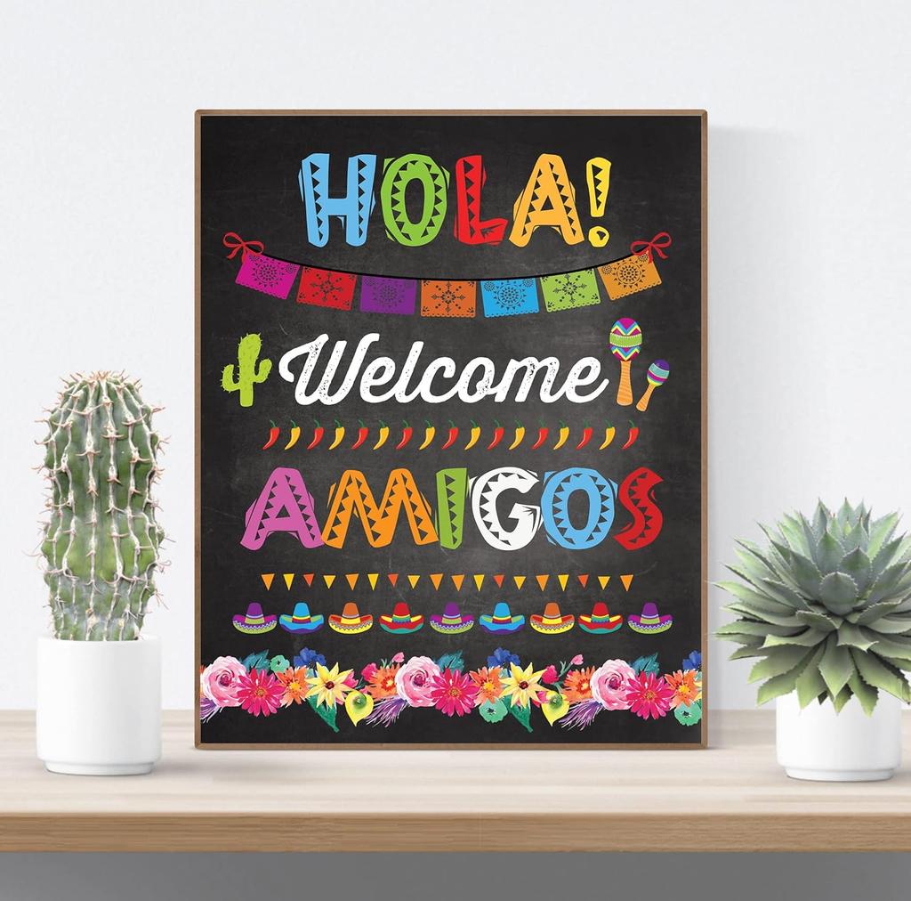 Retro Metal Tin Sign es Hola Amigos Fiesta Mexican Party Decor Rustic Home Funny Room Aluminum for Bedro
