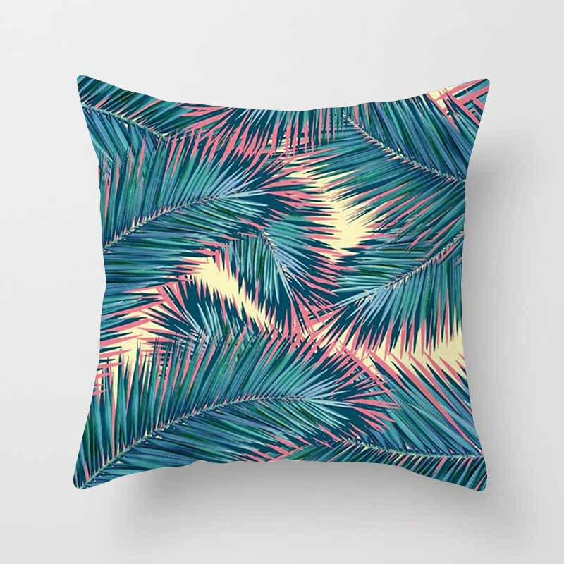 Fashion Tropical Plant Polyester Pillow Case Office Fabric Sofa Cushion Cover Home Polyester Pillow Case