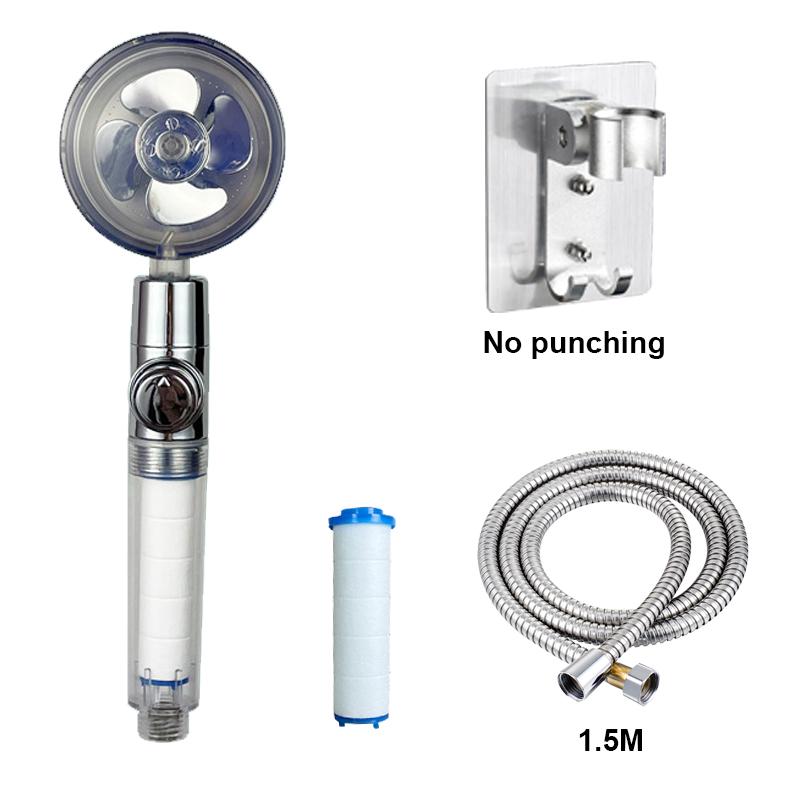 VILOYI Shower Head Water Saving High Pressure Handheld Turbo Propeller Showerhead Adjustable Water Flow Bathroom Filter Nozzle