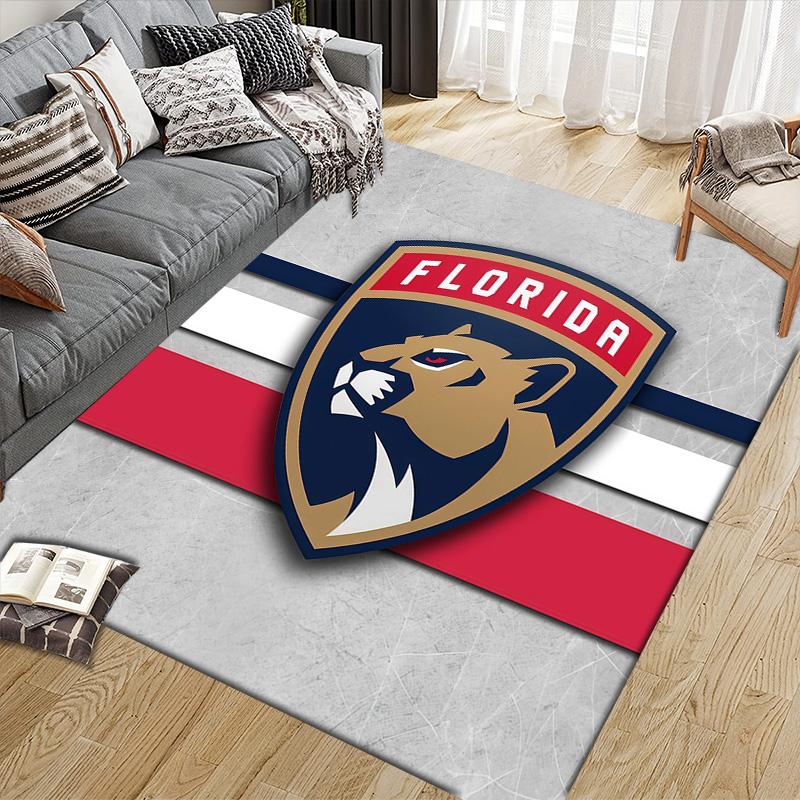 Florida Panthers2 Flannel Pattern Square Carpet,Area Rug,Carpet Rug for Living Room Bedroom Sofa Playroom Decor,Non-slip Floor Mat
