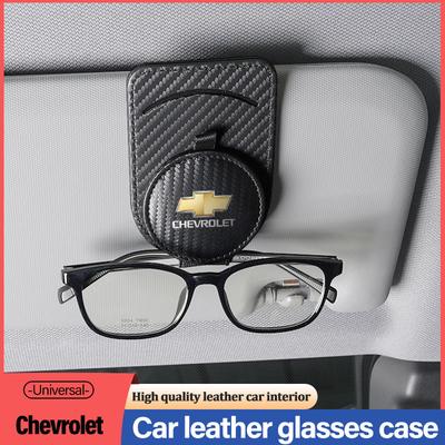 Leather Car Glasses Clip Sunglasses Box Sun Visor Eyeglasses Card Holder For CRUZE Spark Captiva Tracker Epica SS Sail
