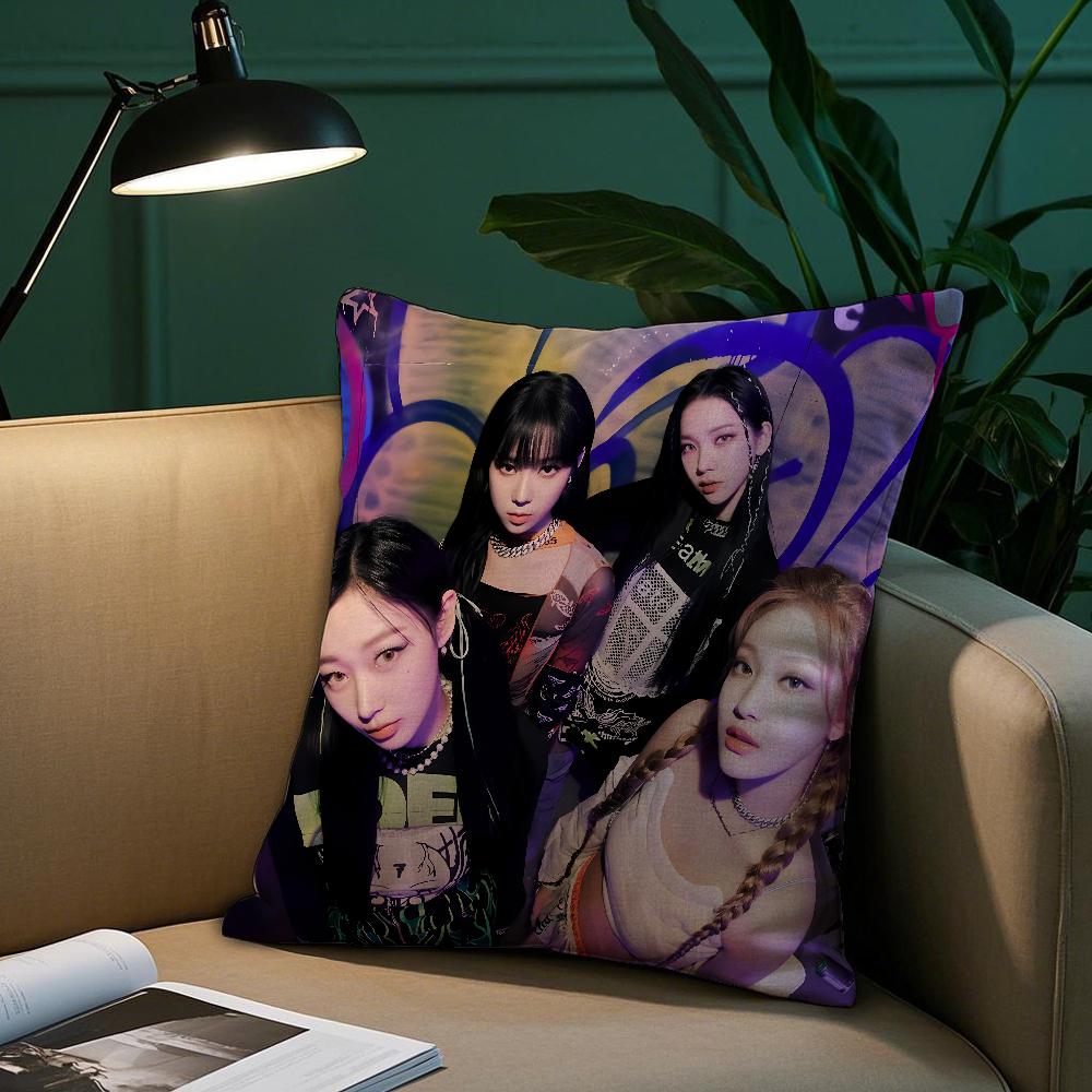 A-Aespas-K-Karina Kpop Style Girl Pillow Case Cozy Plush Pillow Cover Double Side Printed – Home Gift For Bedroom Decor