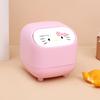 Desktop Trash Can with Quiet Close Lid Cute Character Design,Compact Plastic Bin for Home Office Kitchen Bathroom, Pastel Colors,Light Blue,Pink,Red