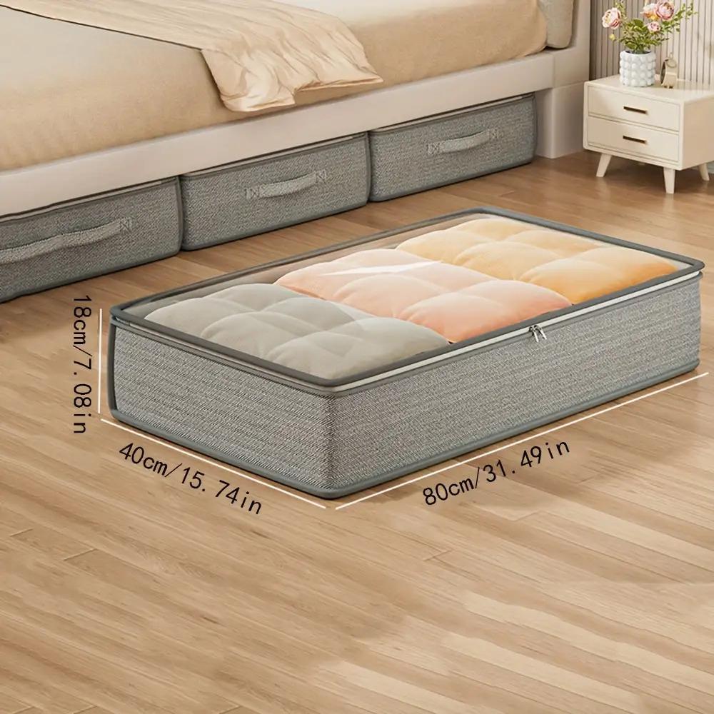 1 Large Under-bed Storage Box with Handles, Stackable Durable Non-woven Fabric Clothing Organizer, Space-saving Multifunctional Storage Solution