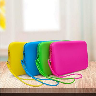 Niedliche kleine Silikon-Kosmetikaufbewahrungstasche Einfarbig Reise Make-up Pinsel Etui Tragbarer Kosmetik Wasserdichter Organizer