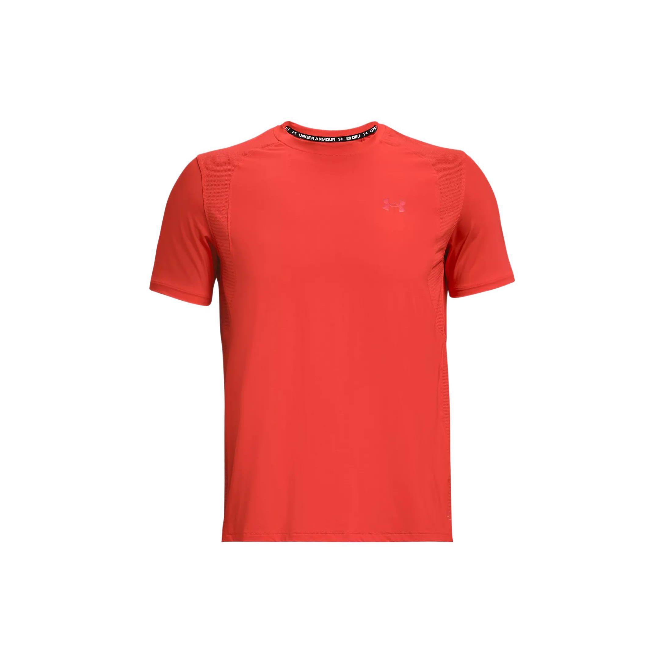 Under Armour Logo Print Solid Color Running Crew Neck Short Sleeve T-Shirt Men Tops Orange 1361928-860 XXL