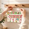 Seaside Theme Wall Art Summer Wooden Hanging Sign, Beach Welcome Sign Front Door Decor with Themed Gifts Rope, Colorful Hanger for Seasonal Farmhouse