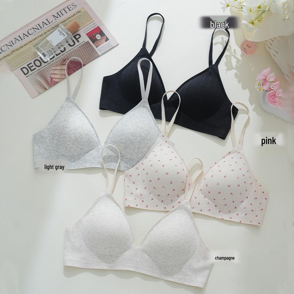 French Seamless Wire-Free Push-Up Triangle Bralette - Breathable, Skin-Friendly Cotton, Anti-Sag Design
