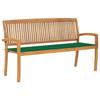 VidaXL Stackable Garden Bench and Cushion 159 Cm Solid Teak Wood